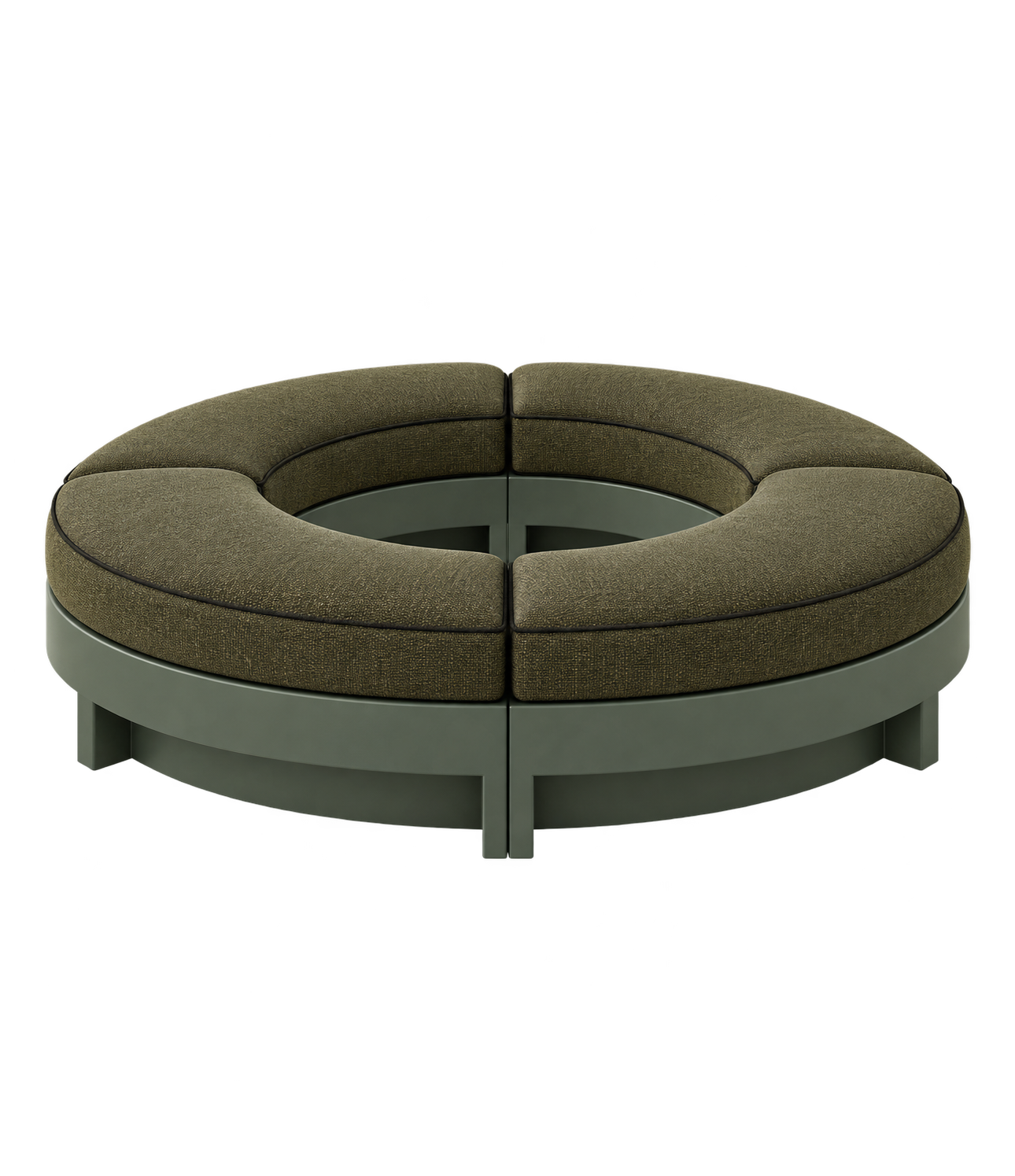 Bonobo x Raes olive circular bench — deep-etched transparent PNG