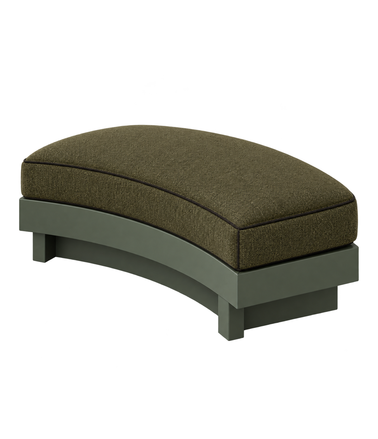 Bonobo x Raes olive quarter-circle bench — deep-etched transparent PNG