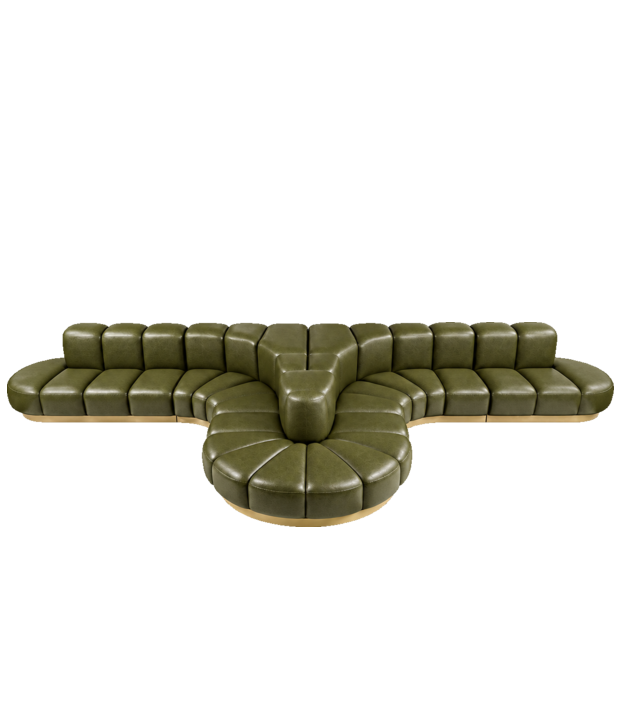 HYDE HOTEL Public Areas Sofa J51B — Olive Leather