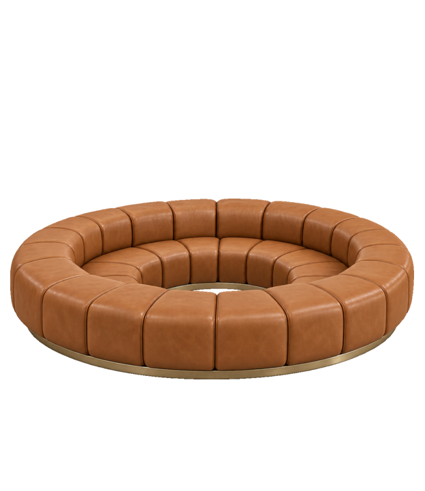 HYDE HOTEL Public Areas Circular Sofa — Cognac Leather