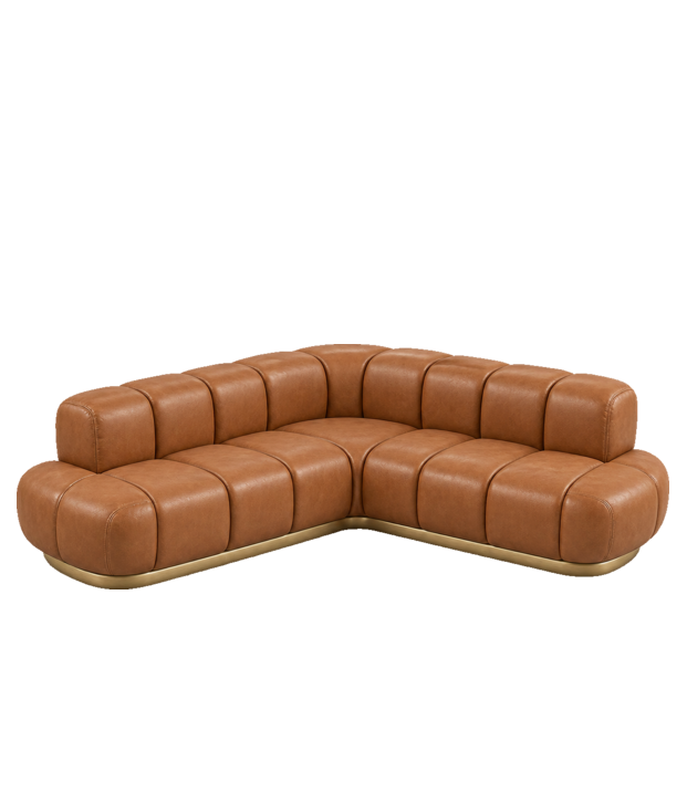 HYDE HOTEL Public Areas Corner Sofa — Cognac Leather