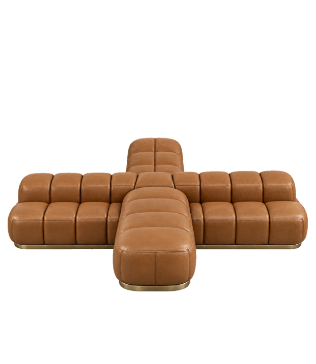 HYDE HOTEL Public Areas Cross Sofa — Cognac Leather