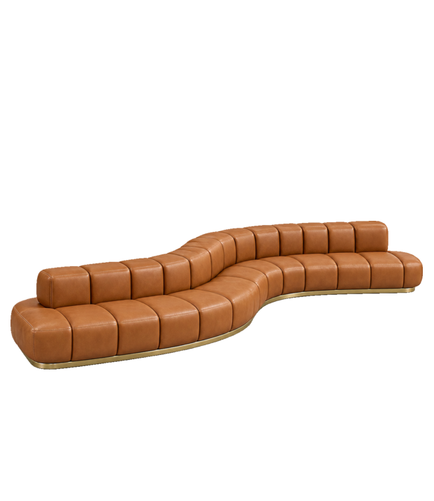 HYDE HOTEL Public Areas Curved Sofa — Cognac Leather