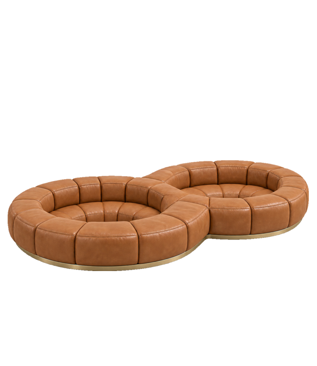 HYDE HOTEL Public Areas Double Sofa — Cognac Leather