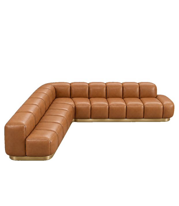 HYDE HOTEL Public Areas L Shape Sofa — Cognac Leather