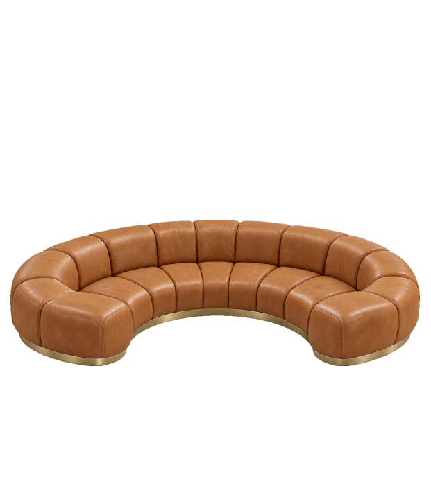 HYDE HOTEL Public Areas Semi Circle Sofa — Cognac Leather