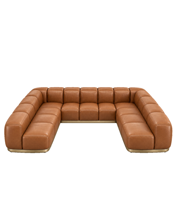 HYDE HOTEL Public Areas U Shape Sofa — Cognac Leather