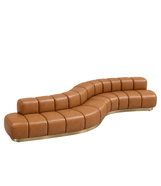 HYDE HOTEL Public Areas Wave Sofa — Cognac Leather