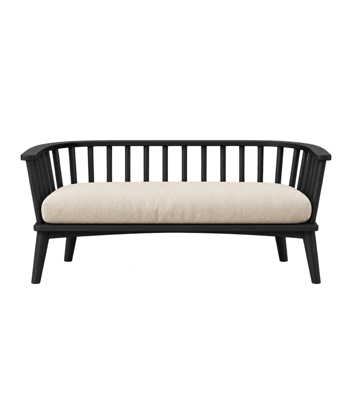 Pentridge Public Outdoor Sofa 530 — black timber / cream upholstery