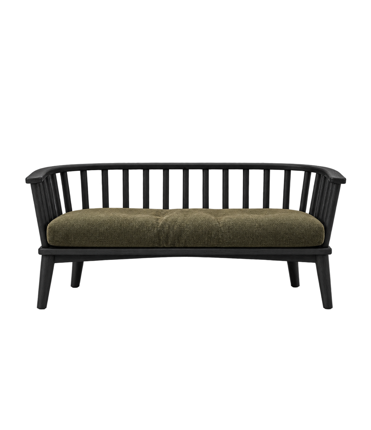 Pentridge Public Outdoor Sofa 530 — black timber / olive upholstery