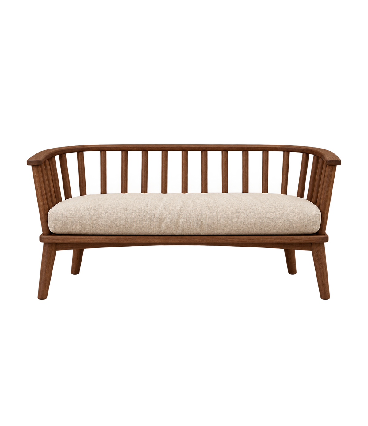 Pentridge Public Outdoor Sofa 530 — brown timber / cream upholstery