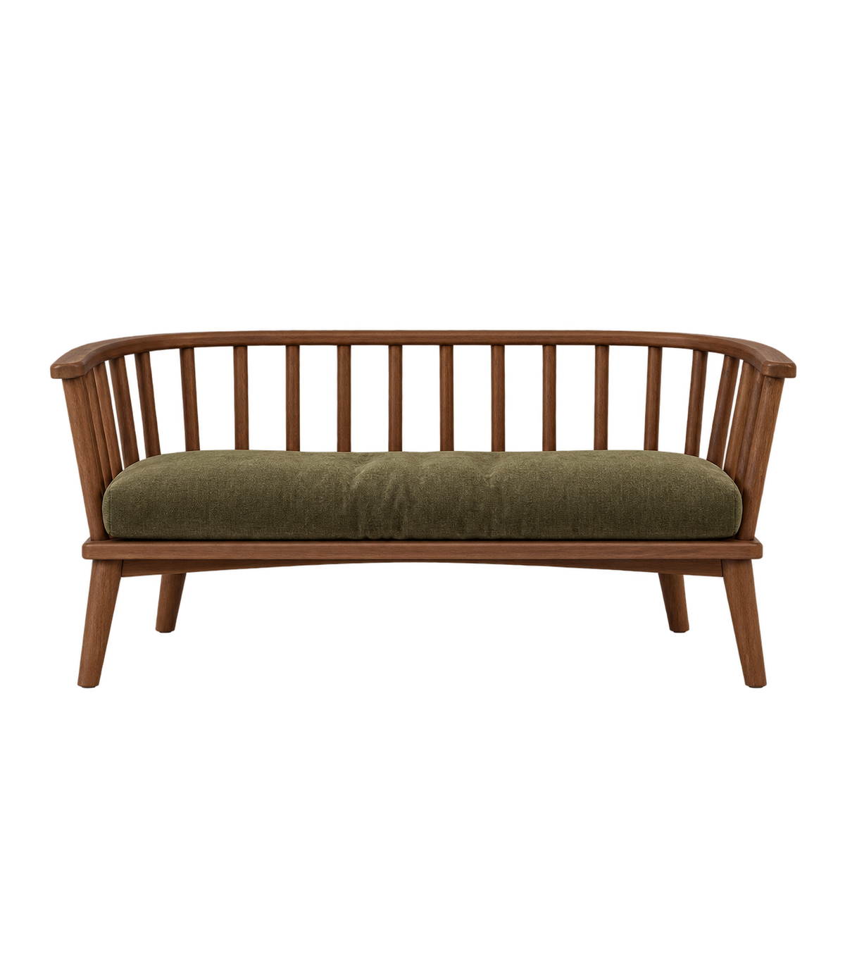 Pentridge Public Outdoor Sofa 530 — brown timber / olive upholstery