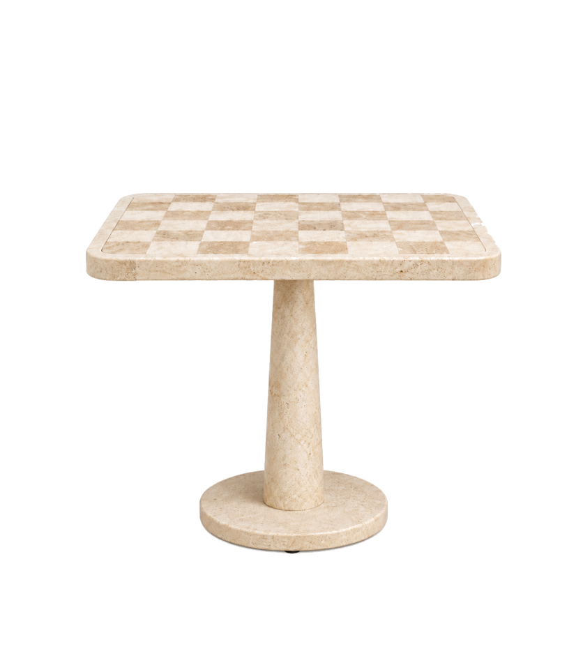Beige Stone checkerboard pedestal table